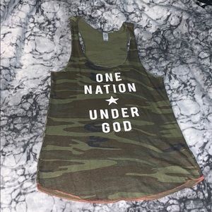 “One Nation Under God” camo tank